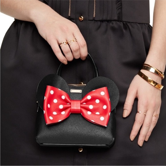Kate Spade Minnie Mouse Mini Maise Crossbody Bag Purse Disney Black Ears Leather - Picture 4 of 16
